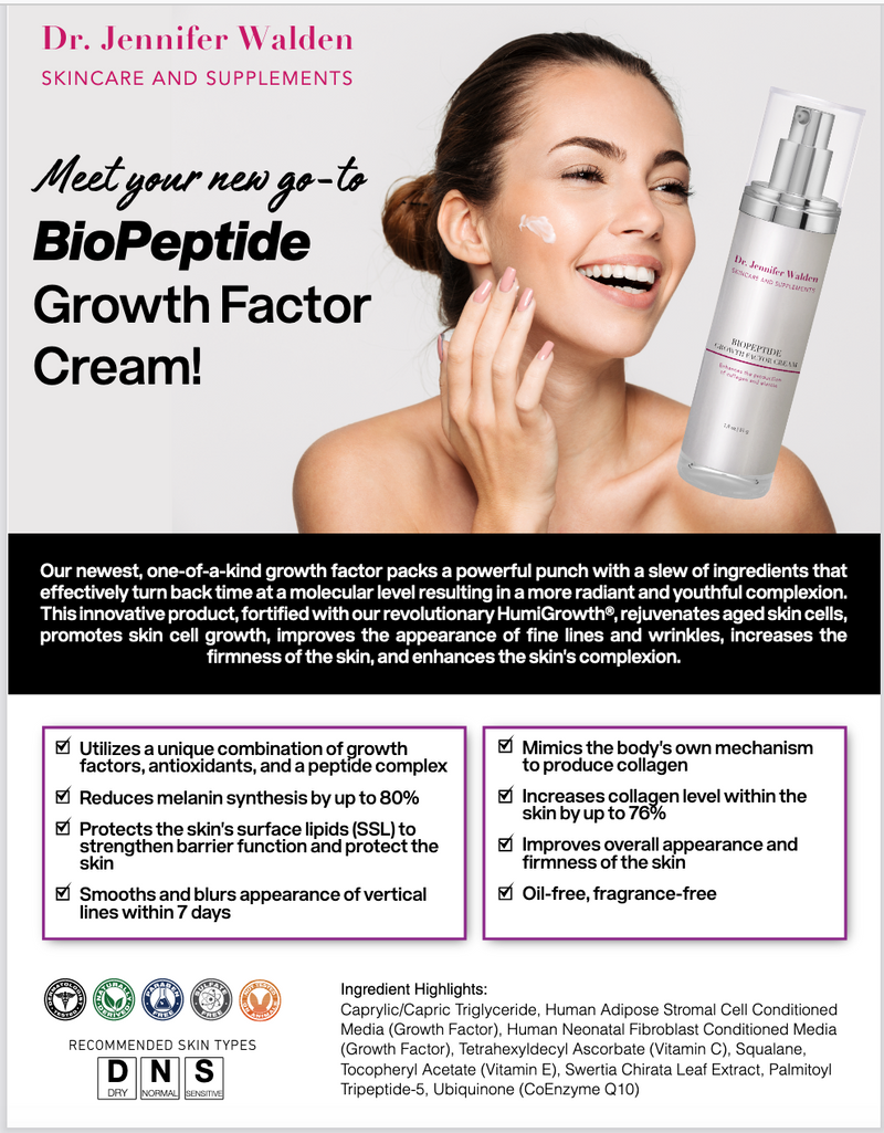 Shop Dr. Jennifer Walden Skincare & Supplements Biopeptide Growth Factor Cream